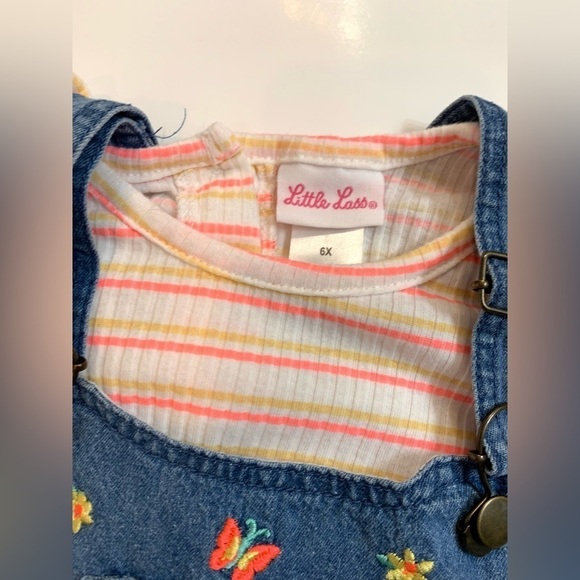 Girls Denim Bib Overalls Short Outfit by Little Lass Size 6X - Picture 2 of 5
